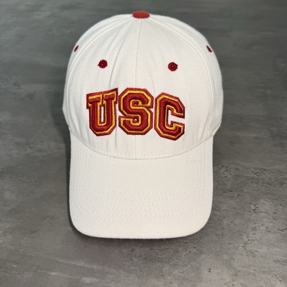 Top of the World Other - USC Trojans Hat White Flex Fitted Stretch White Baseball Cap Southern California